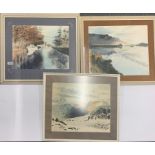 A group of three framed watercolours by S. Redfern, frame size 66 x 56cm.