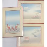 Three framed limited edition pencil signed lithographs, frame size 61 x 81cm.