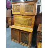 A vintage pine 'Quicksey' kitchen cabinet with metal interior and a dropdown work board, 189 x 112 x