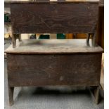 Two 18th century pine blanket boxes, largest 102 x 45 x 62cm.