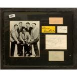 Autograph interest: A framed early 'Rat Pack' photograph with autographs of Frank Sinatra, Dean