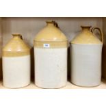 Three large stoneware jars, including The White Hart Hotel, Brentwood, H. 43cm.