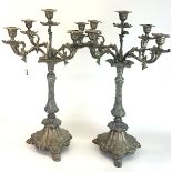 A pair of large silver plated candelabra, H. 62cm.