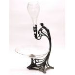 A WMF silver plated and cut glass table centrepiece, H. 50cm (A/F to vase holder and slightly A/F to