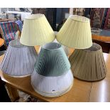 A quantity of useful, mostly new large silk lampshades, largest Dia. 53cm.