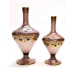 Two 19th century Venetian amethyst glass vases/ carafes, tallest H. 27cm.