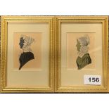 Two reframed silhouette miniatures, frame size 12 x 17cm.