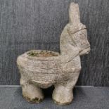 A vintage cast concrete donkey planter, H. 73cm.