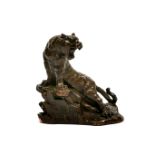 A small finely detailed Chinese cast bronze figure of a tiger, H. 6cm.
