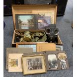 A vintage case of interesting mostly war time items and ephemera.