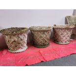 Three antique carved sandstone planters, Dia. 59cm, H. 49cm.