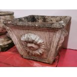 An antique carved sandstone garden planter, 48 x 48 x 39cm.