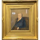 A gilt framed early 19th century watercolour of a gentleman, frame size 43 x 48cm.