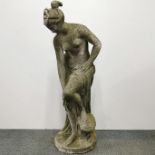 A large vintage concrete garden statue of a nude woman, H. 105cm.