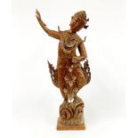A vintage Siamese carved hardwood figure of a dancer, H. 64cm.
