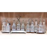 Four silver plated cruet sets, tallest H. 23cm.