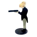 A painted cut out figure of a butler visiting card stand by the Bombay Company, H. 85cm.