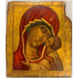 A 19th century Greek wooden panel icon, 34 x 37cm.