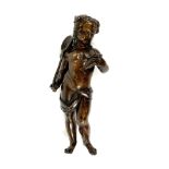 A 19th century bronze figure of a putti fisher boy, H. 35cm.