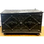 An antique iron armada chest, 62 x 33 x 40cm.