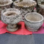 Two antique cast concrete garden planters, largest 43 x 44cm.