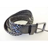 Gents Osprey Black Leather Plaited Belt. A black leather 3.5cm black leather plaited belt by