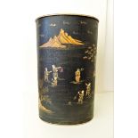 Decorative Large Toleware Chinoiserie Umbrella Stand. This is a stunning English hand painted