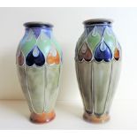 Art Nouveau Royal Doulton Bessie Newbery Vases. A lovely pair of circa 1903 Royal Doulton Vases