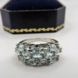 Sterling Silver 2.6Ct Aquamarine Ring New with Gift Box. A lovely sterling silver ring set with 13
