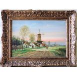 "Jan Hofland Dutch Landscape Oil on Canvas 80cm Wide. Jan Hofland (1919-1993) Framed Dutch landscape