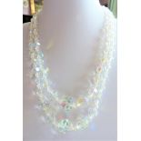 Vintage Aurora Borealis Crystal Necklace. A dazzlilng fine quality circa 1950's 2 strand graduated