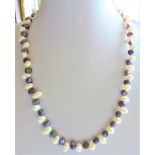 Twenty Inch Peacock and White Cultured Pearl Necklace. This is a real beauty! The attractive mix