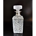 Hallmarked Silver Collar Crystal Decanter P & W London 1970. A superb fine quality heavy cut crystal