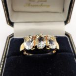 Gold on Sterling Silver 3ct White Sapphire Ring New with Gift Box. A beautiful gold on sterling