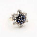 Sterling Silver Cluster Ring New with Gift Pouch. A Beautiful 925 sterling silver ring set with blue