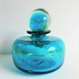 Vintage Mdina Art Glass Bottle & Stopper. A circa 1980's hand blown Maltese Mdina glass bottle and