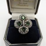 Sterling Silver 3 ct Russian Diopside Ring New with Gift Box. A stunning sterling silver ring set