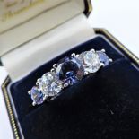 Sterling Silver Blue & White Zircon Ring New with Gift Pouch. A fabulous sterling silver ring set