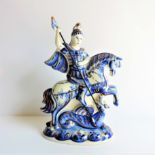 Vintage Russian GZHEL WEKMA Porcelain Artist Signed Figurine. A fine quality hand painted and gilded