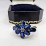 Sterling Silver 4.8ct Sapphire Ring New with Gift Box. A stunning sterling silver ring set with a