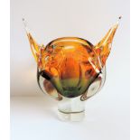 Murano Sommerso Art Glass Centrepeice Bowl. A Stunning Vintage 1960'S Freeform Hand Blown Art