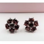 Sterling Silver 2ct Flower Garnet Earrings New with Gift Box. A beautiful pair of stud earrings in