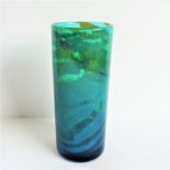 Vintage Mdina Glass Vase 17cm High. A Mdina glass cylindrical vase 17cm high and 7cm diameter.