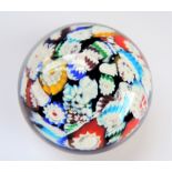 Vintage Murano Glass Paperweight with Original Label. A rare and fine quality Murano Millefiore