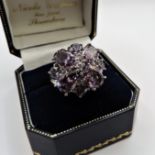 Sterling Silver CZ Gemstone Cluster Ring New with Gift Pouch. A fabulous Sterling Silver Ring set