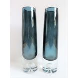 Pair Swedish Smokey Blue Art Glass Vases. A beautiful pair of Swedish Vases in a wonderful smokey