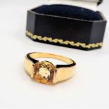 Gold Silver 1.3 Ct Citrine Solitaire Ring New with Gift Pouch. A lovely ring in gold on sterling