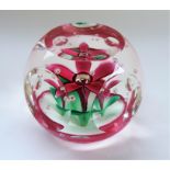 Rare Vintage Selkirk Glass Paperweight Pink Flower Signed Limited Edition. Rare Limited Edition