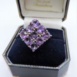 Sterling Silver 3.6 ct Amethyst & Diamond Ring New with Gift Box. A Beautiful sterling silver ring