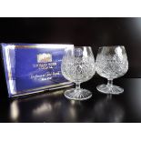 Boxed Pair of Thomas Webb 'Wellington' Crystal Brandy Balloons Large 14cm High. A beautiful boxed